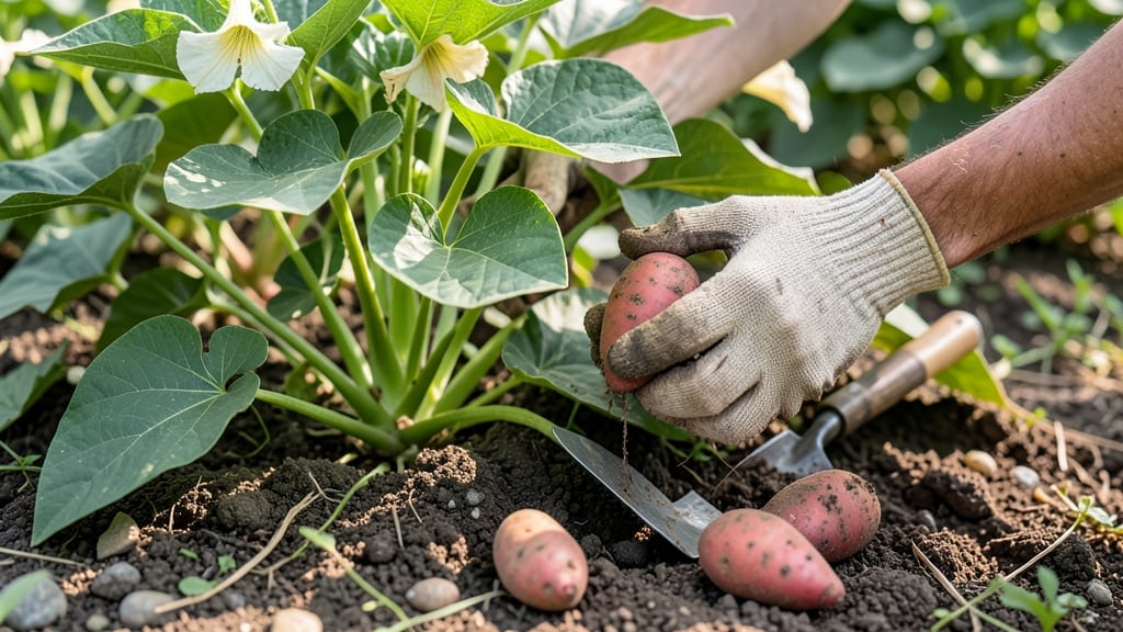 When to Pick Sweet Potatoes From the Garden: Skin Slip Test and Vine Dieback Signs